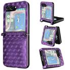 For Samsung Galaxy Z Flip5 Siamese Cubic Grid Texture Card Slot Leather Phone Case(Purple) - 1