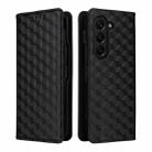 For Samsung Galaxy Z Fold5 Cubic Grid Texture Flip Leather Phone Case(Black) - 2