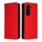 For Samsung Galaxy Z Fold5 Cubic Grid Texture Flip Leather Phone Case(Red) - 2