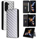 For Samsung Galaxy Z Fold5 Cubic Grid Texture Flip Leather Phone Case(Silver) - 1