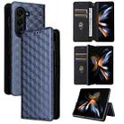 For Samsung Galaxy Z Fold6 Cubic Grid Texture Flip Leather Phone Case(Blue) - 1