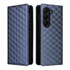 For Samsung Galaxy Z Fold6 Cubic Grid Texture Flip Leather Phone Case(Blue) - 2