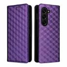 For Samsung Galaxy Z Fold6 Cubic Grid Texture Flip Leather Phone Case(Purple) - 2