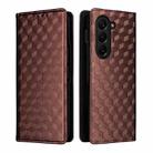 For Samsung Galaxy Z Fold6 Cubic Grid Texture Flip Leather Phone Case(Brown) - 2