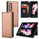 For Samsung Galaxy Z Fold4 Cubic Grid Texture Flip Leather Phone Case(Brown) - 1