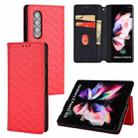 For Samsung Galaxy Z Fold3 Cubic Grid Texture Flip Leather Phone Case(Red) - 1