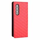 For Samsung Galaxy Z Fold3 Cubic Grid Texture Flip Leather Phone Case(Red) - 3