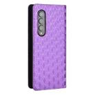 For Samsung Galaxy Z Fold3 Cubic Grid Texture Flip Leather Phone Case(Purple) - 3