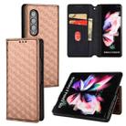For Samsung Galaxy Z Fold3 Cubic Grid Texture Flip Leather Phone Case(Brown) - 1