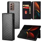 For Samsung Galaxy Z Fold2 Cubic Grid Texture Flip Leather Phone Case(Black) - 1