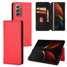 For Samsung Galaxy Z Fold2 Cubic Grid Texture Flip Leather Phone Case(Red) - 1