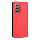 For Samsung Galaxy Z Fold2 Cubic Grid Texture Flip Leather Phone Case(Red) - 3