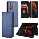 For Samsung Galaxy Z Fold2 Cubic Grid Texture Flip Leather Phone Case(Blue) - 1