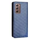 For Samsung Galaxy Z Fold2 Cubic Grid Texture Flip Leather Phone Case(Blue) - 3