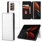 For Samsung Galaxy Z Fold2 Cubic Grid Texture Flip Leather Phone Case(Silver) - 1