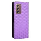 For Samsung Galaxy Z Fold2 Cubic Grid Texture Flip Leather Phone Case(Purple) - 3
