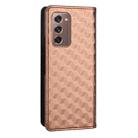 For Samsung Galaxy Z Fold2 Cubic Grid Texture Flip Leather Phone Case(Brown) - 3