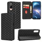 For HTC Desire 22 Pro Cubic Grid Texture Flip Leather Phone Case(Black) - 1