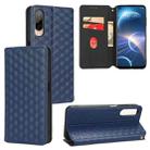 For HTC Desire 22 Pro Cubic Grid Texture Flip Leather Phone Case(Blue) - 1