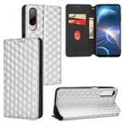 For HTC Desire 22 Pro Cubic Grid Texture Flip Leather Phone Case(Silver) - 1