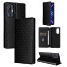 For HTC U24 Pro Cubic Grid Texture Flip Leather Phone Case(Black) - 1
