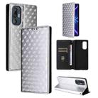 For HTC U24 Pro Cubic Grid Texture Flip Leather Phone Case(Silver) - 1