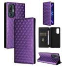 For HTC U24 Pro Cubic Grid Texture Flip Leather Phone Case(Purple) - 1