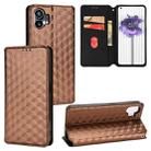 For Nothing Phone 1 Cubic Grid Texture Flip Leather Phone Case(Brown) - 1