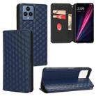 For T-Mobile REVVL 6 5G / REVVL 6x Cubic Grid Texture Flip Leather Phone Case(Blue) - 1