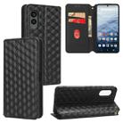 For Fujitsu Arrows N F-51C Cubic Grid Texture Flip Leather Phone Case(Black) - 1