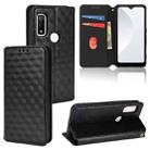 For Fujitsu Arrows WE F-51B Cubic Grid Texture Flip Leather Phone Case(Black) - 1