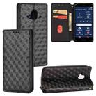 For Fujitsu Arrows F-52B Cubic Grid Texture Flip Leather Phone Case(Black) - 1