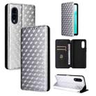 For Fujitsu Arrows We2 F-52E Cubic Grid Texture Flip Leather Phone Case(Silver) - 1