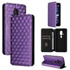 For Fujitsu FCNT Rakuraku F-53E Cubic Grid Texture Flip Leather Phone Case(Purple) - 1