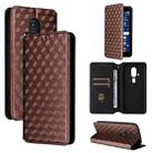 For Fujitsu FCNT Rakuraku F-53E Cubic Grid Texture Flip Leather Phone Case(Brown) - 1