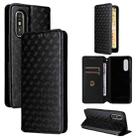 For Fujitsu Rakuraku A401FC Cubic Grid Texture Flip Leather Phone Case(Black) - 1