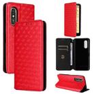 For Fujitsu Rakuraku A401FC Cubic Grid Texture Flip Leather Phone Case(Red) - 1