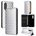 For Fujitsu Rakuraku A401FC Cubic Grid Texture Flip Leather Phone Case(Silver) - 1