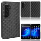 For Microsoft Surface Duo 2 Cubic Grid Texture Leather Back Cover Phone Case(Black) - 1