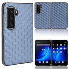 For Microsoft Surface Duo 2 Cubic Grid Texture Leather Back Cover Phone Case(Blue) - 1