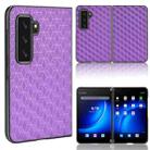 For Microsoft Surface Duo 2 Cubic Grid Texture Leather Back Cover Phone Case(Purple) - 1