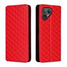 For Fairphone 5 Cubic Grid Texture Flip Leather Phone Case(Red) - 2