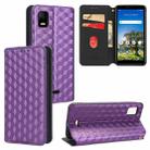For AT&T Calypso 3 U328AA Cubic Grid Texture Flip Leather Phone Case(Purple) - 1