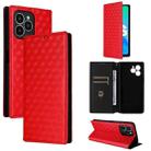 For Fossibot S2 Cubic Grid Texture Flip Leather Phone Case(Red) - 1