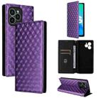 For Fossibot S2 Cubic Grid Texture Flip Leather Phone Case(Purple) - 1