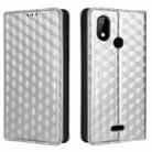 For HotPepper Chilaca HPPL60A Cubic Grid Texture Flip Leather Phone Case(Silver) - 2