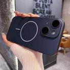 For iPhone 15 Matte Frosted Fine Circle MagSafe Lens Protection Phone Case(Navy Blue) - 1