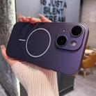 For iPhone 15 Matte Frosted Fine Circle MagSafe Lens Protection Phone Case(Misty Purple) - 1