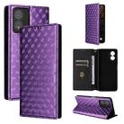 For Boost Mobile Celero 5G SC Cubic Grid Texture Flip Leather Phone Case(Purple) - 1