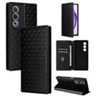 For OPPO A3 Pro 5G Global Cubic Grid Texture Flip Leather Phone Case(Black) - 1